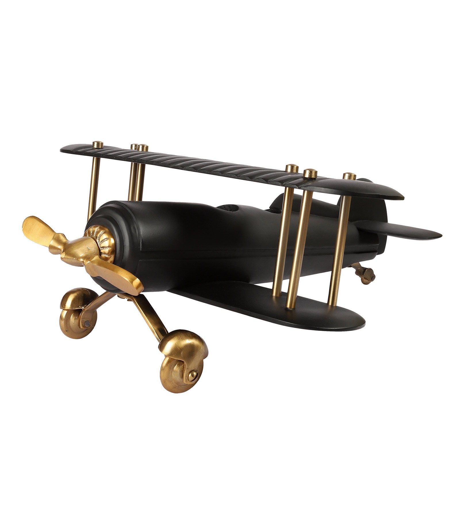 Vintage Airplacne Gold & Black Sheesham Wood Table Accent